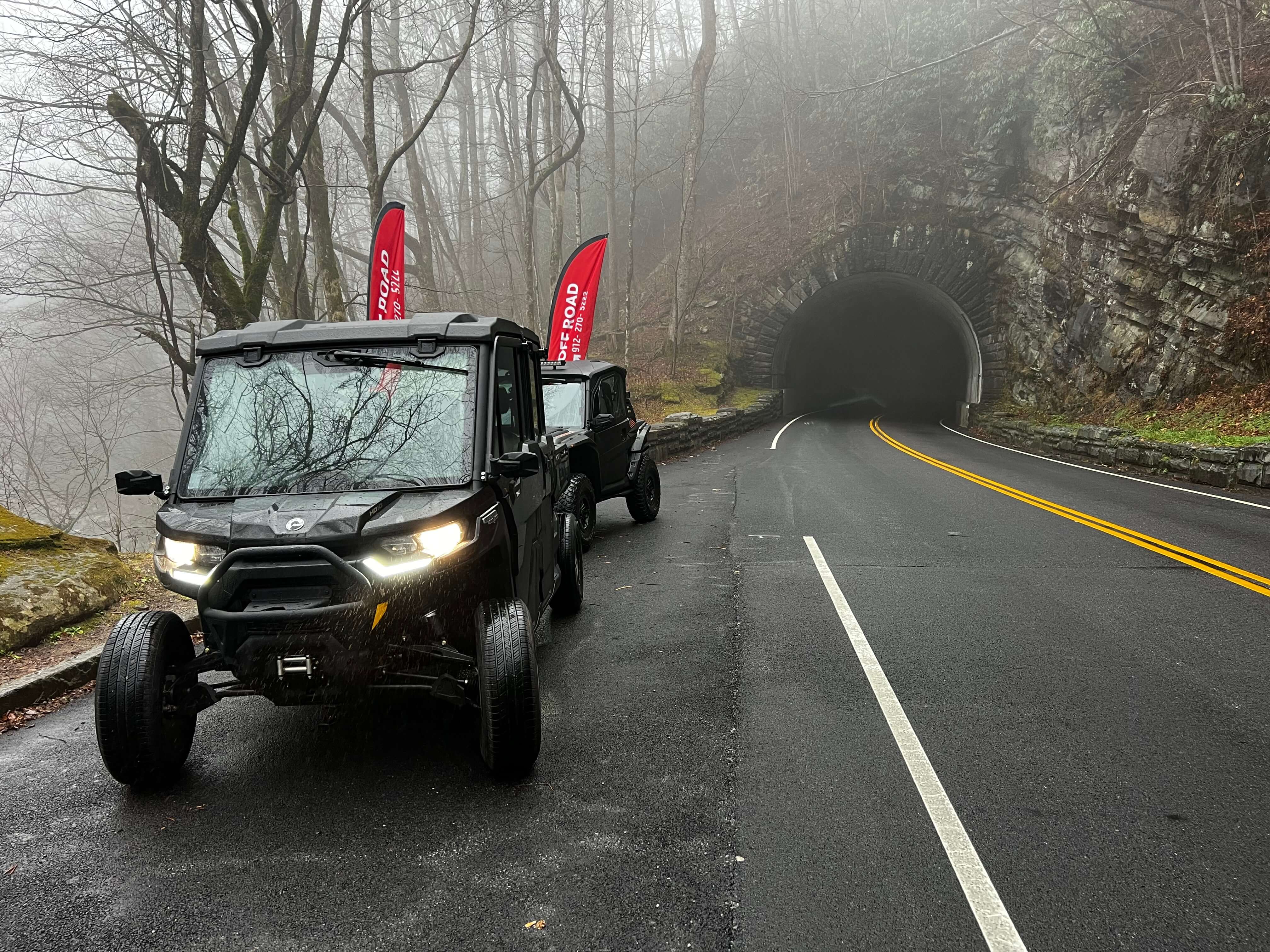 Rainy Day Activities in Gatlinburg, TN . Picture of Enclosed UTV CanAm Defender.