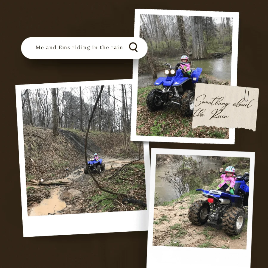 Riding Yamaha Wolverine 350 in the rain in Durham NC