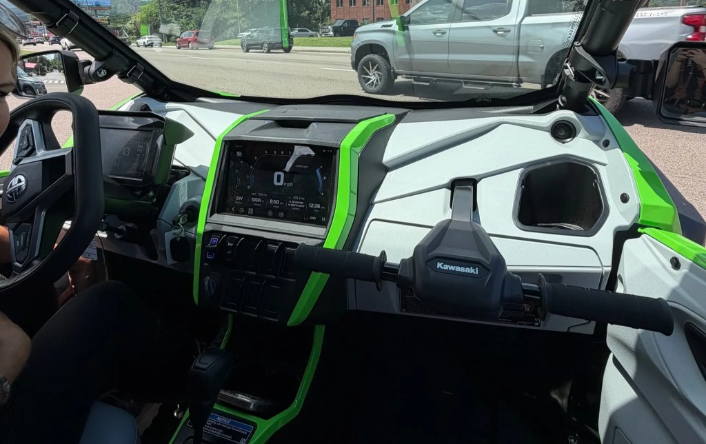 Kawasaki Teryx4 H2 side-by-side parked indoors in a showroom