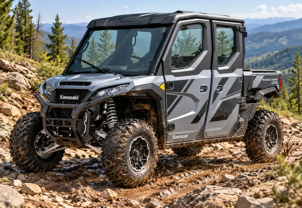 2026 Kawasaki Ridge CREW HVAC side-by-side with a climate-controlled cabin