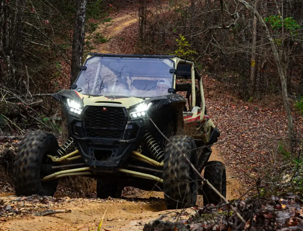 UTV side-by-side driving off-road on a Smoky Mountain trail