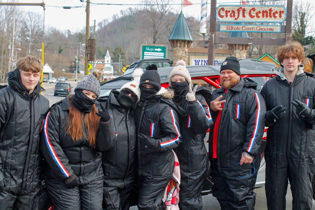Off Road Gatlinburg staff dressed in winter gear during the storm