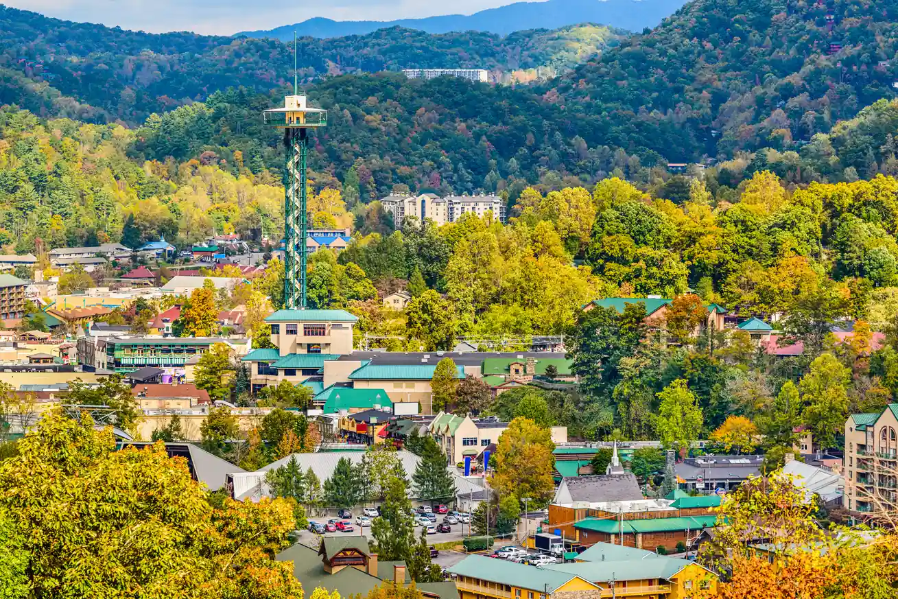 Downtown Gatlinburg, Tennessee cityscape, a hub for group activities and attractions