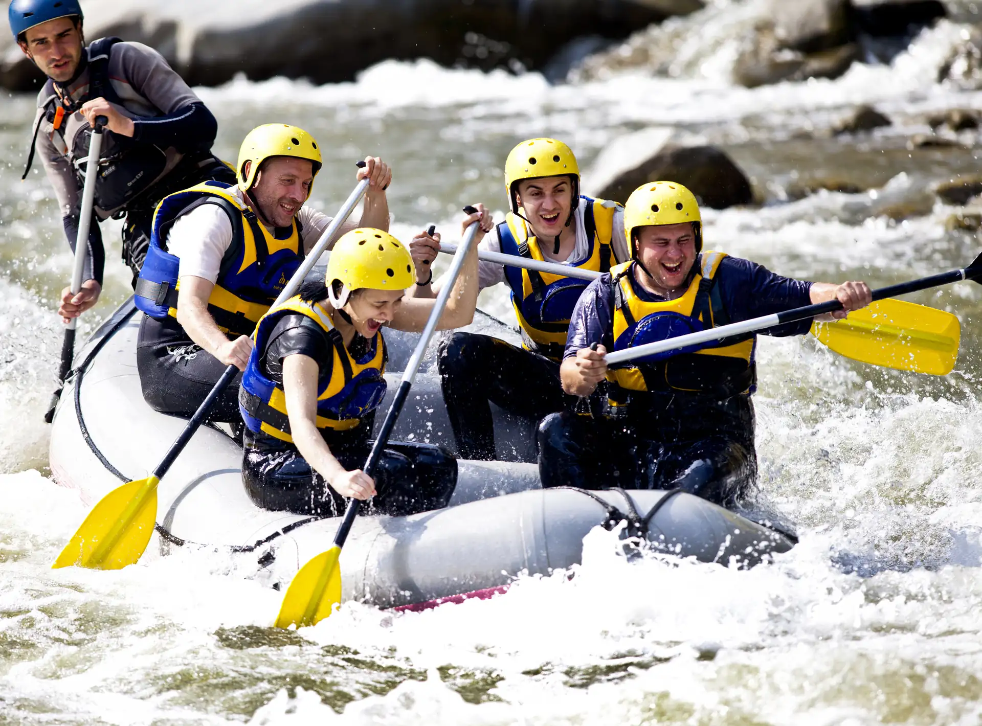 Group white water rafting on the Pigeon River, a popular Gatlinburg group activity