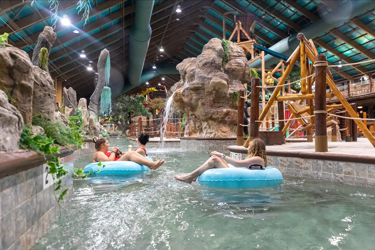 Family having a good time at the Wild Bear Falls Water Park, Gatlinburg, TN