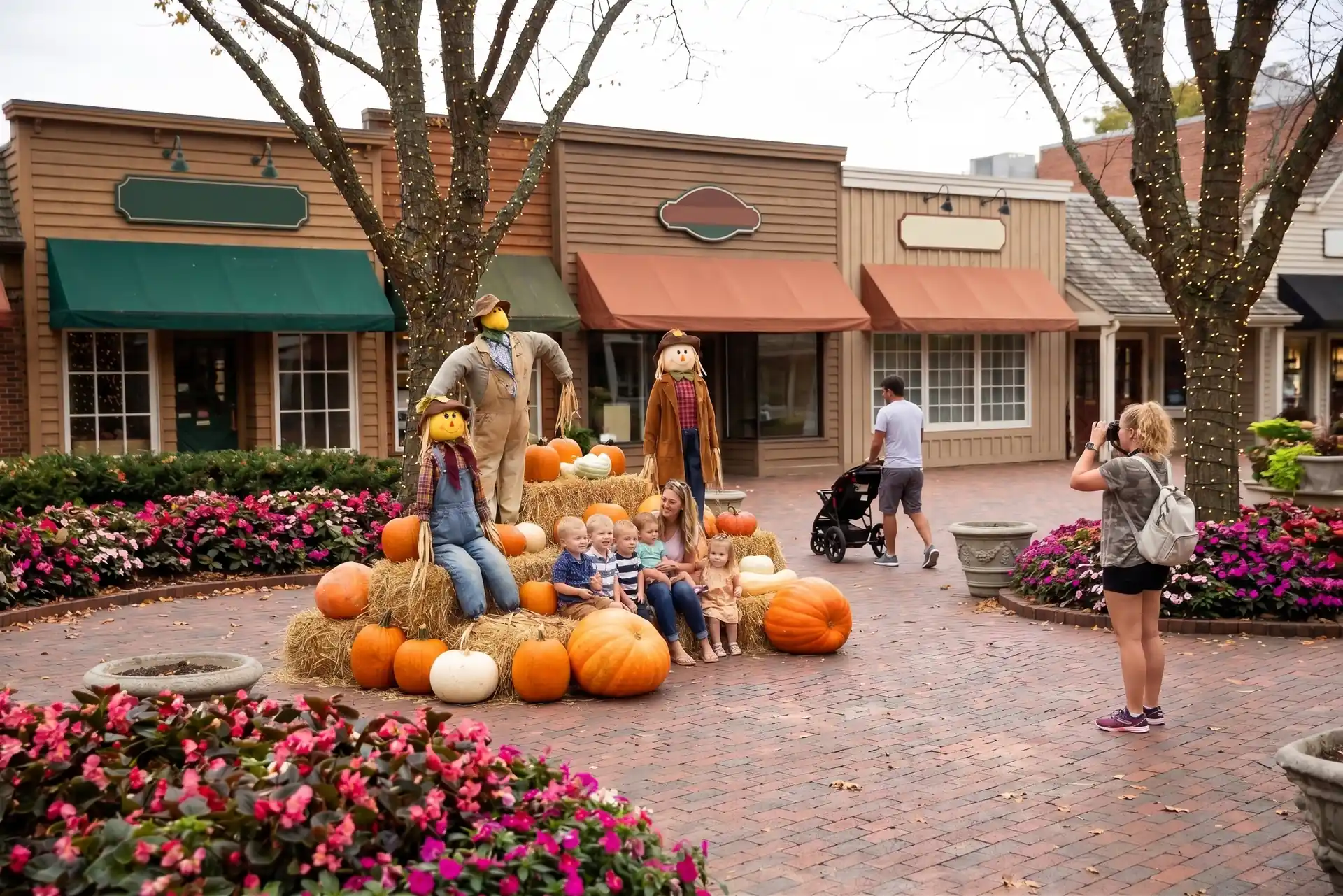 Scarecrow display for the Smoky Mountain Harvest Festival in downtown Gatlinburg